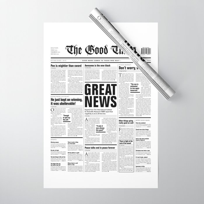 The Good Times Vol. 1, No. 1 / Newspaper with only good news Wrapping Paper  by GrandeDuc